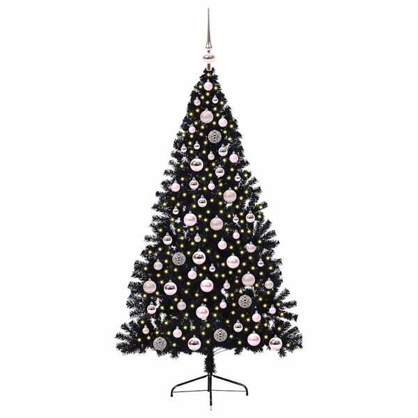 vidaXL Artificial Pre-lit Christmas Tree Black 180 cm PVC