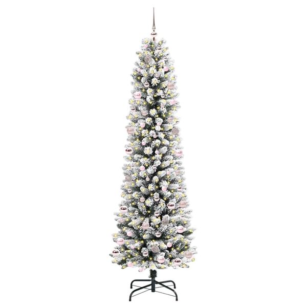 vidaXL Artificial Christmas Tree with 300 LEDs Green and white 240 cm