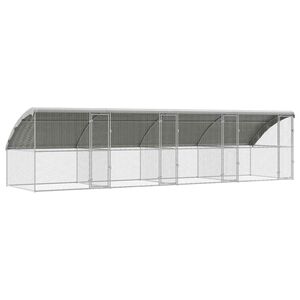 vidaXL Chicken Cage with 4 Doors 4 pcs Silver 800x200x200cm