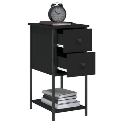 vidaXL Bedside Cabinet Black 32x42x70 cm Engineered Wood