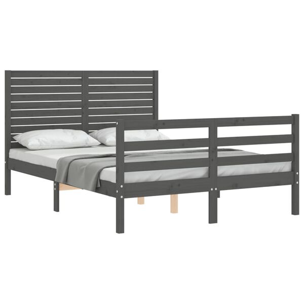 vidaXL Bed Frame without Mattress Grey 140x200 cm Solid Wood