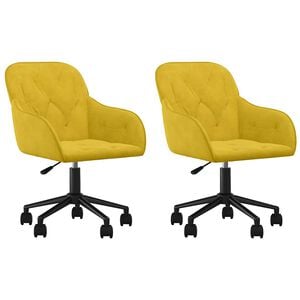 vidaXL Swivel Dining Chairs 2 pcs Yellow Velvet