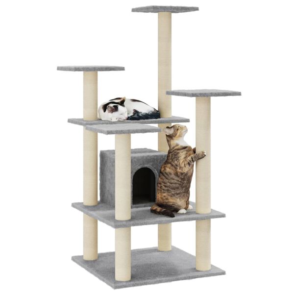 vidaXL Cat Tree with Sisal Scratching Posts Light Grey 110 cm