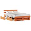 vidaXL Bed Frame with Drawer Wax Brown 150 x 200 cm Solid Pine Wood