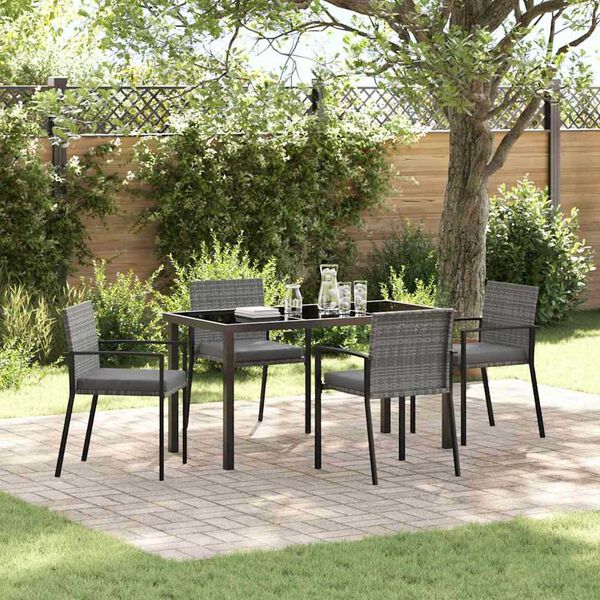 vidaXL Garden Dining Set 5 pcs Grey Powder-Coated Steel