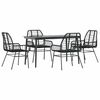 vidaXL 5 Piece Garden Dining Set Black Poly Rattan Glass