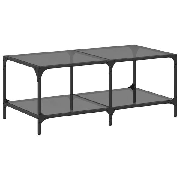 vidaXL Coffee Table with Black Glass Top 98.5x50x40 cm Steel