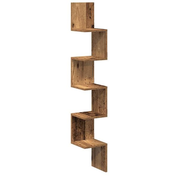 vidaXL Wall Corner Shelf Old Wood 20x20x127.5 cm Engineered Wood