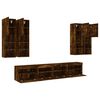 vidaXL 7 Piece TV Wall Cabinet Set with LED Lights Smoked Oak