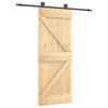 vidaXL Sliding Door Natural and Black 85 x 210 cm Solid Pine Wood