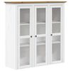 vidaXL Cabinet with Glass Doors "BODO" White and Brown Solid Wood Pine
