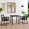 vidaXL 3 Piece Outdoor Dining Set PVC Rattan Black