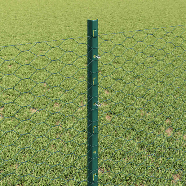 vidaXL Fence with Post Green 0.8 x 10 m Steel and PVC