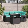 vidaXL 5 Piece Garden Sofa Set with Cushions Black Poly Rattan Acacia