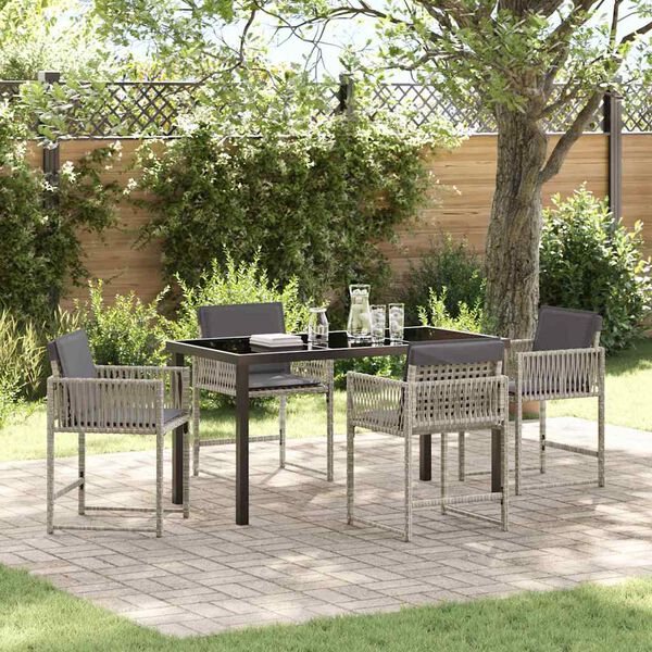 vidaXL Garden Dining Set 5 pcs Light Grey Poly Rattan