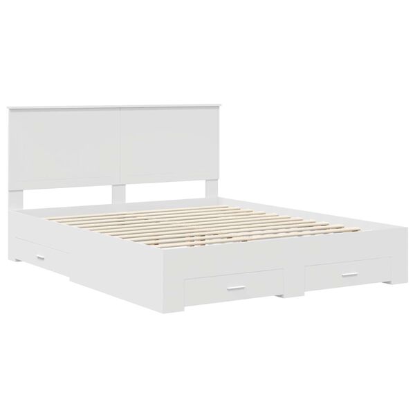 vidaXL Bed Frame with Headboard White 160 x 200 cm Engineered Wood