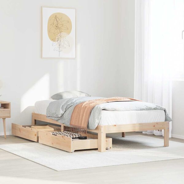 vidaXL Bed Frame with Drawers without Mattress 90x190 cm Single