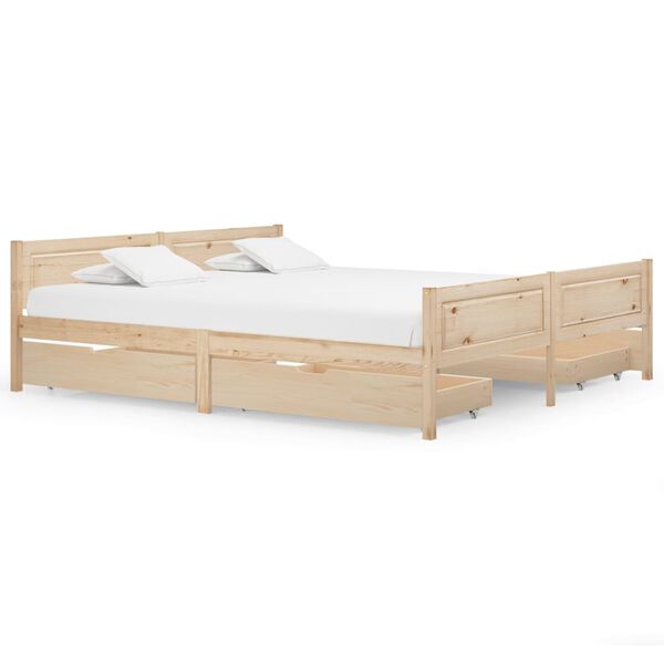 vidaXL Bed Frame without Mattress with 4 Drawers Solid Wood 200x200 cm