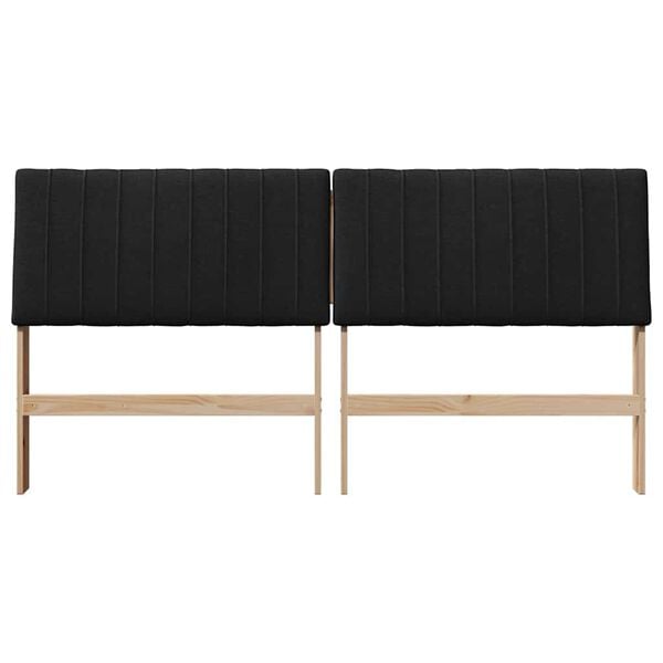 vidaXL Upholstered Headboard Black 200 cm Solid Pine Wood