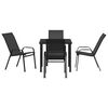 vidaXL Garden Dining Set 5 pcs Black Powder-coated Steel