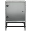 vidaXL Bedside Cabinet with Glass Door Concrete Grey 35x37x50 cm