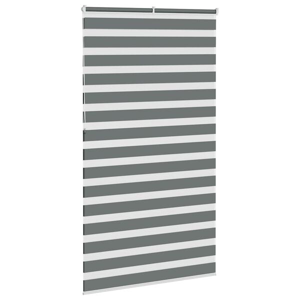 vidaXL Zebra Blind Dark Grey 125x230 cm Fabric Width 120.9 cm Polyester