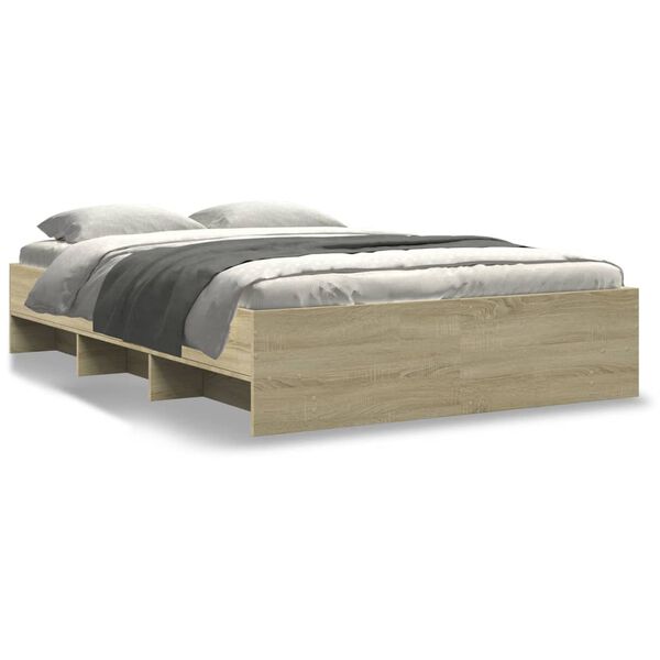 vidaXL Bed Frame without Mattress Sonoma Oak 135x190 cm Double Engineered Wood