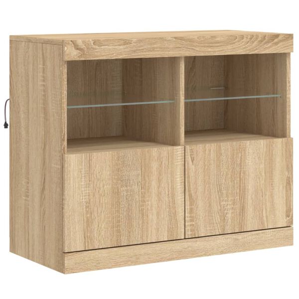 vidaXL Sideboard with LED Lights Sonoma Oak 81x37x67 cm