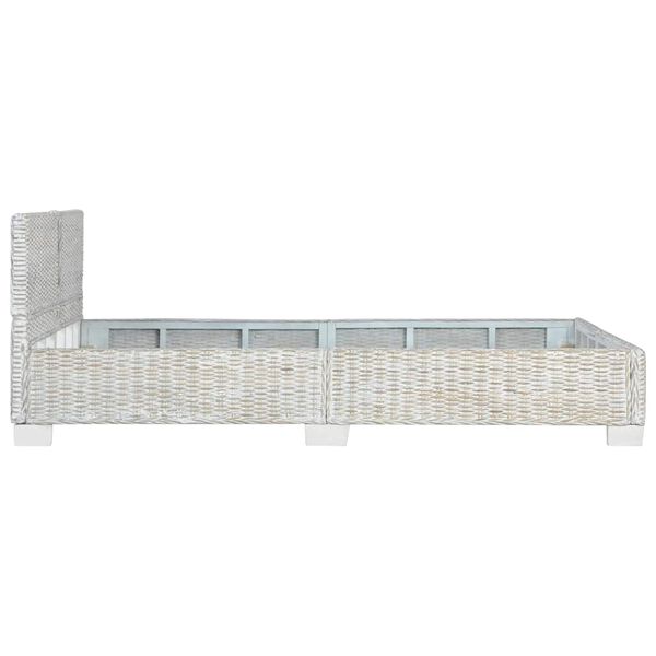 vidaXL Bed Frame without Mattress Grey Natural Rattan 140x200 cm