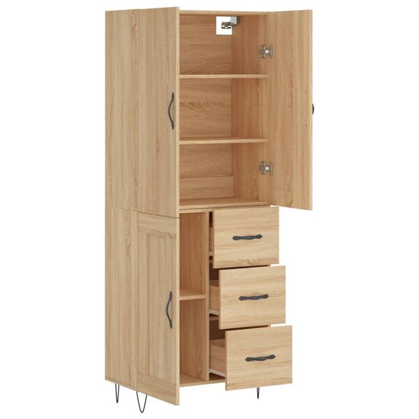 vidaXL Highboard Sonoma Oak 69.5x34x180 cm Engineered Wood