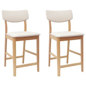 vidaXL Dining Chairs 2 pcs Natural 48 x 49 x 95 cm Solid Rubber Wood