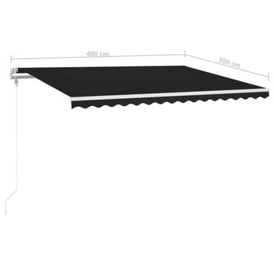 vidaXL Automatic Awning with LED&Wind Sensor 400x300 cm Anthracite