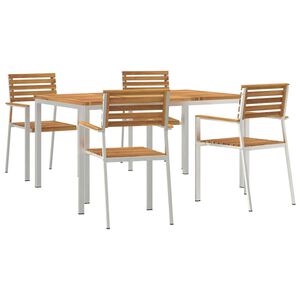 vidaXL Garden Dining Set 5 pcs Solid Acacia Wood and Stainless Steel