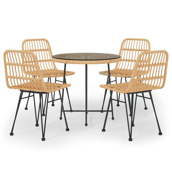 vidaXL 5 Piece Garden Dining Set Poly Rattan