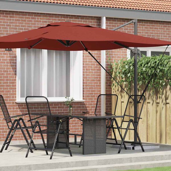 vidaXL Roma Parasol Red 286 x 284 x 265 cm Aluminium and Polyester