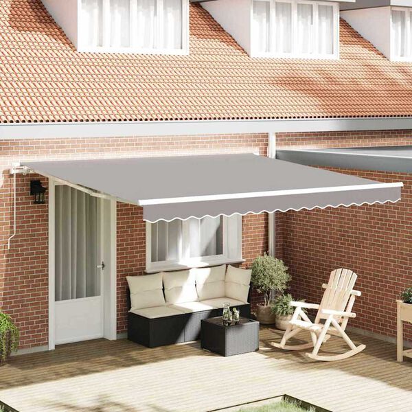 vidaXL Retractable Awning Light grey 400 x 350 cm Fabric and Metal