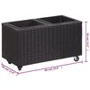 vidaXL Garden Raised Bed with 2 Pots 60x30x36 cm Poly Rattan Black