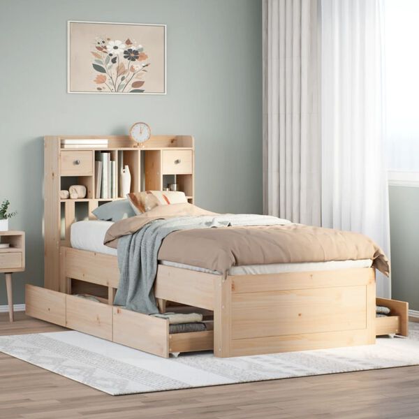 vidaXL Bookcase Bed without Mattress 75x190 cm Small Single Solid Wood Pine