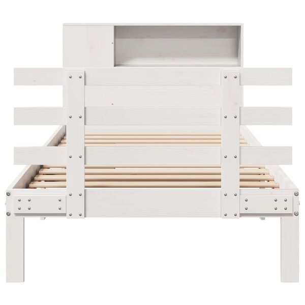vidaXL Bookcase Bed without Mattress White 90x200cm Solid Wood Pine