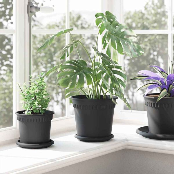 vidaXL Plant Pots 6 pcs Black &Oslash; 19 x 16 cm Plastic