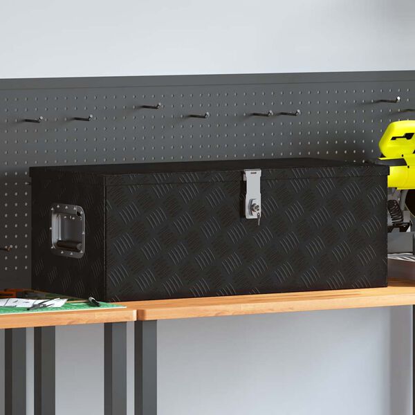 vidaXL Storage Box Black 80x39x30 cm Aluminium