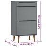 vidaXL Shoe Cabinet MOLDE Grey 59,5x35x103 cm Solid Wood Pine