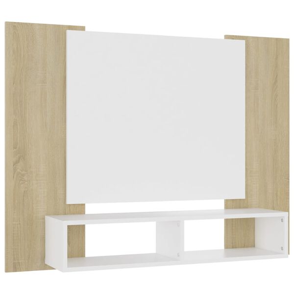 vidaXL Wall TV Cabinet White and Sonoma Oak 120x23.5x90 cm Engineered Wood