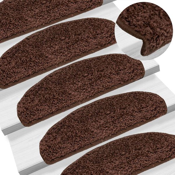 vidaXL Stair Mats 15 pcs 65x21x4 cm Brown Half Round Large