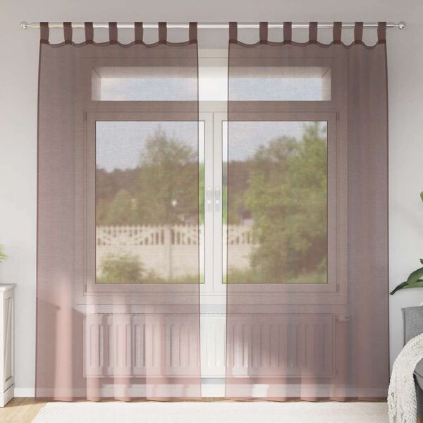 vidaXL Voile Curtains with Tab Top 2 pcs Brown