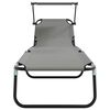 vidaXL Folding Sun Lounger Folding Grey 56 x 190 x 81cm Fabric