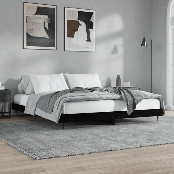 vidaXL Bed Frame without Mattress Black 120x200 cm Engineered Wood