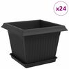 vidaXL Plant Pots 24 pcs Black Plastic