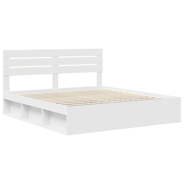 vidaXL Bed Frame with Headboard White 180 x 200 cm Solid Pine Wood