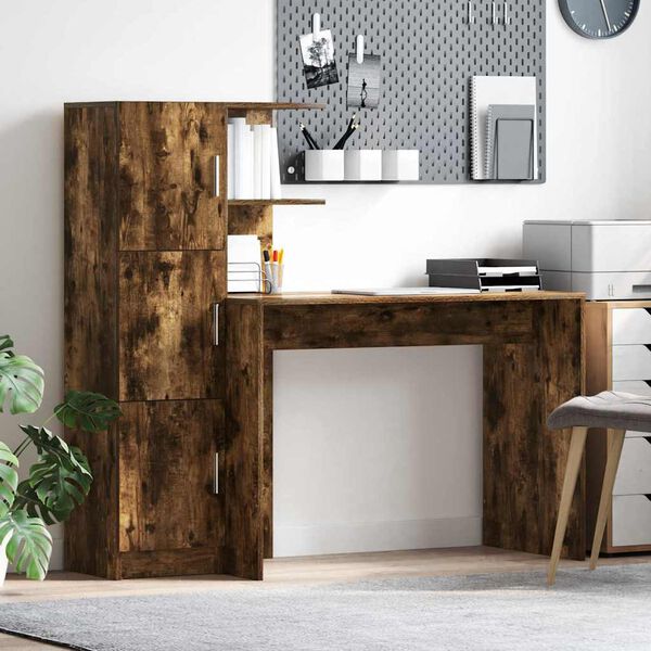 vidaXL Desk 2 pcs Smoked Oak